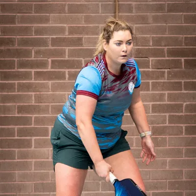 Female player from Galway Pickleball Club competing during a match